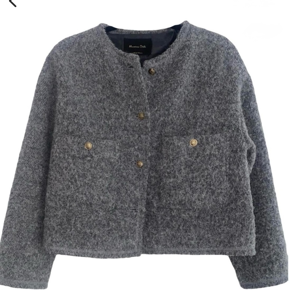 Massimo Dutti Cropped Drop Shoulder Brushed Jacket